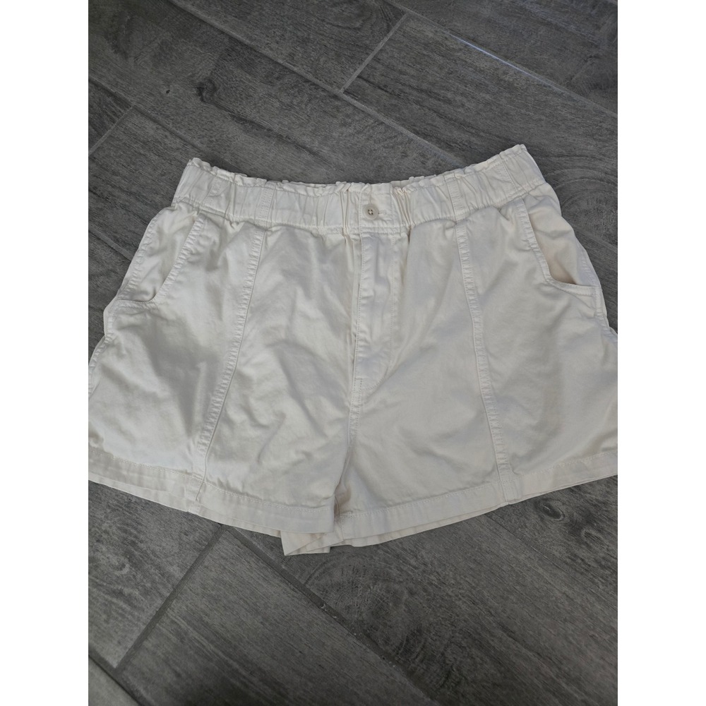 Madewell Women Cream Cotton Viscose Pull On Elastic Paper Bag Waist Shorts 30‎